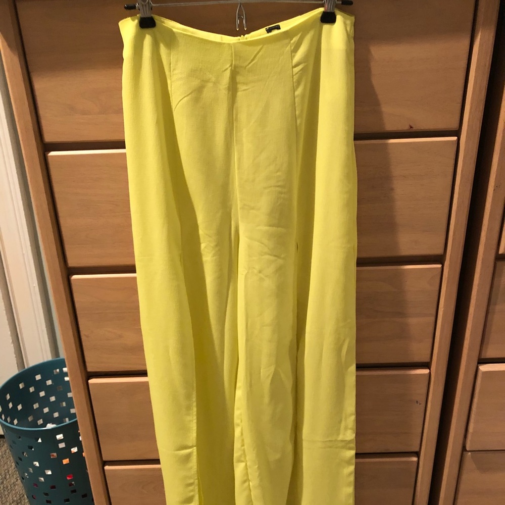 NEON YELLOW slit flare pants